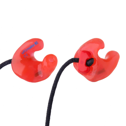 Fixed cord custom earplugs for industry in red