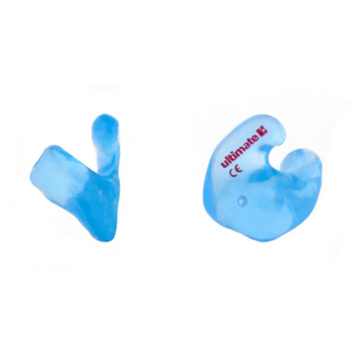 Detectable cordless custom earplugs in blue side view