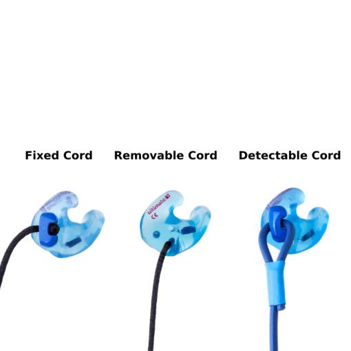 Detectable corded custom earplugs in blue