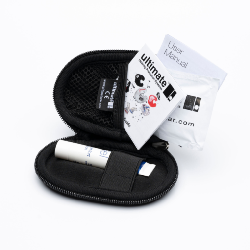 Open soft oval pouch for earplugs with accessories