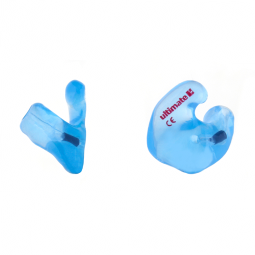 Motorcycle ear plugs filtered in blue side view
