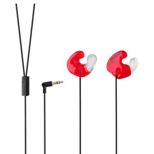 Red custom ear plugs with speakers