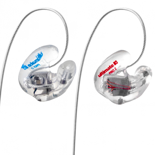 Musicians in-ears monitors with dual drivers in clear