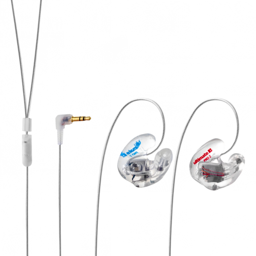 Musicians in-ears monitors with dual drivers in clear with 3.5mm jack